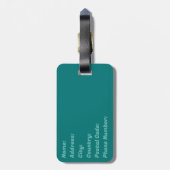 Aztekendesign in türkisfarbener Farbe Gepäckanhänger (Rückseite vertikal)