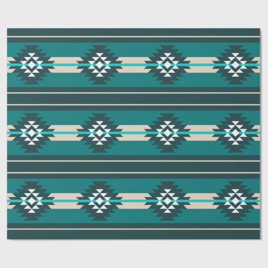 Aztekendesign in türkisfarbener Farbe Geschenkpapier (Flach)