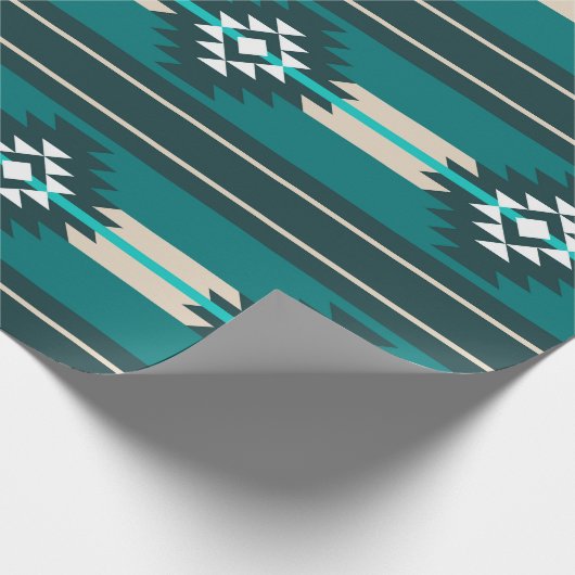 Aztekendesign in türkisfarbener Farbe Geschenkpapier (Ecke)