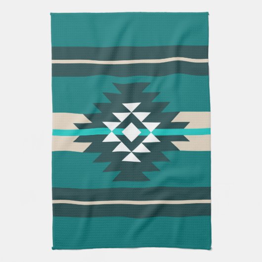 Aztekendesign in türkisfarbener Farbe Geschirrtuch (Vertikal)