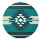Aztekendesign in türkisfarbener Farbe Keramikknauf (Vorderseite)