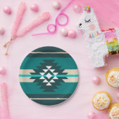 Aztekendesign in türkisfarbener Farbe Pappteller (Party)