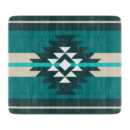 Aztekendesign in türkisfarbener Farbe Schneidebrett (Vorderseite)