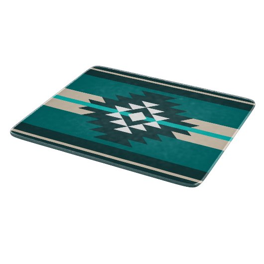 Aztekendesign in türkisfarbener Farbe Schneidebrett (Ecke)