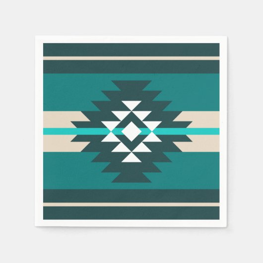 Aztekendesign in türkisfarbener Farbe Serviette (Vorderseite)