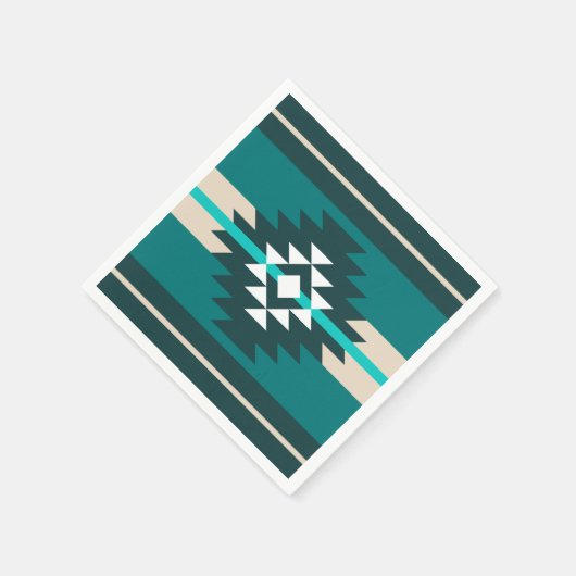 Aztekendesign in türkisfarbener Farbe Serviette (Ecke)