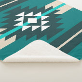 Aztekendesign in türkisfarbener Farbe Sherpadecke (3/4)