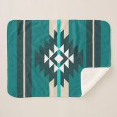 Aztekendesign in türkisfarbener Farbe Sherpadecke (Vorderseite (Horizontal))
