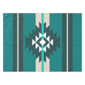 Aztekendesign in türkisfarbener Farbe Tischdecke (Vorderseite (Horizontal))