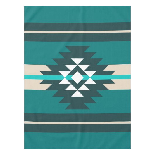 Aztekendesign in türkisfarbener Farbe Tischdecke (Vorderseite)