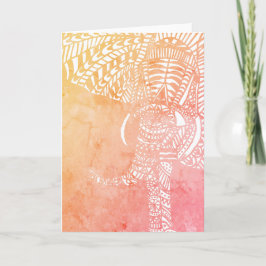 Aztekenfarben Elephantische Kontur Rosa Orange Karte