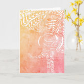Aztekenfarben Elephantische Kontur Rosa Orange Karte (Gelbe Blume)