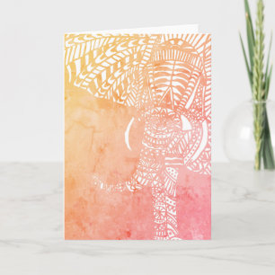 Aztekenfarben Elephantische Kontur Rosa Orange Karte