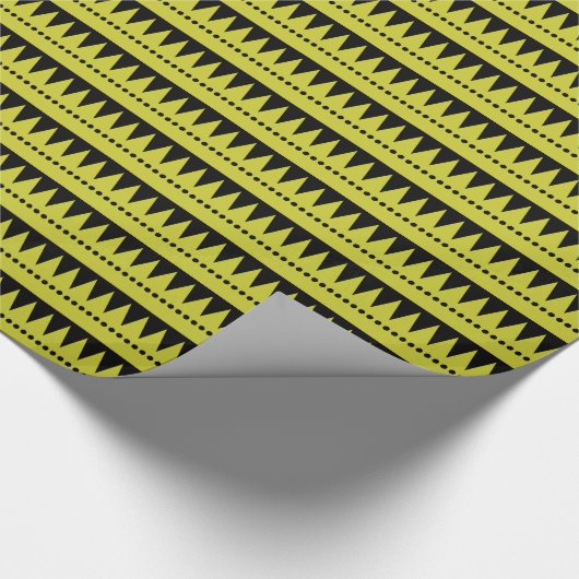 Aztekengebirge - Bananengelb auf schwarz Geschenkpapier (Ecke)