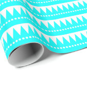 Aztekengebirge - Cyan auf Weiß Geschenkpapier (Rolleneckpunkt)