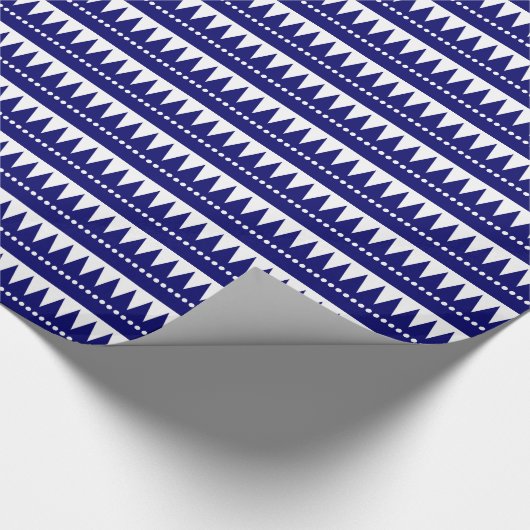 Aztekengebirge - Dunkle Marine auf Weiß Geschenkpapier (Ecke)