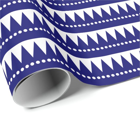 Aztekengebirge - Dunkle Marine auf Weiß Geschenkpapier (Rolleneckpunkt)