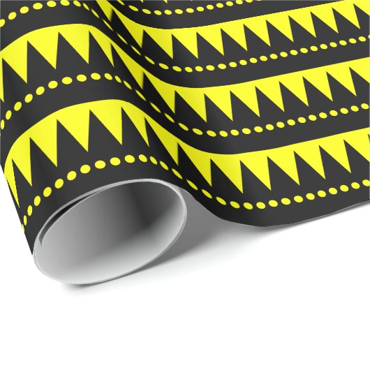 Aztekengebirge - Gelb schwarz Geschenkpapier (Rolleneckpunkt)