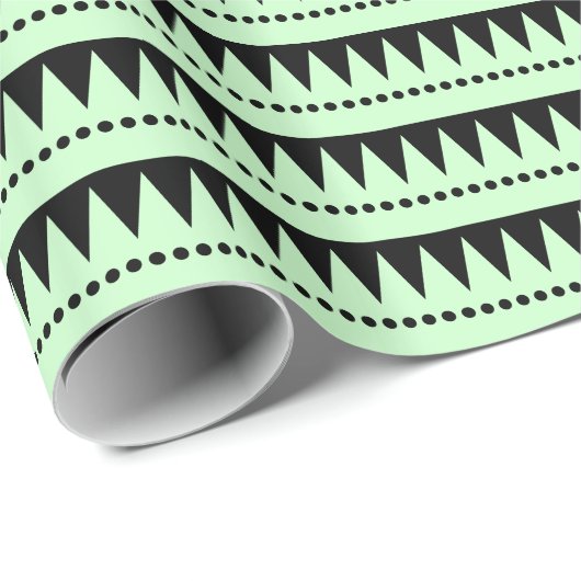 Aztekengebirge - Ghost Green auf schwarz Geschenkpapier (Rolleneckpunkt)