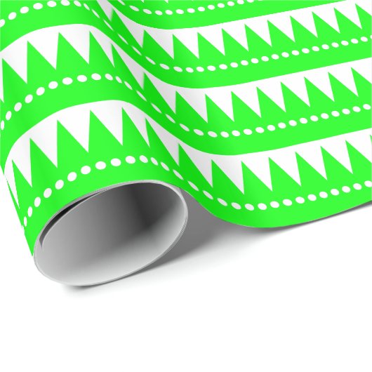 Aztekengebirge - grün auf Weiß Geschenkpapier (Rolleneckpunkt)