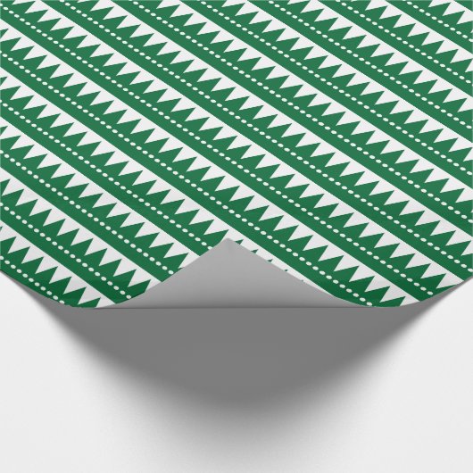 Aztekengebirge - Waldgrün auf Weiß Geschenkpapier (Ecke)