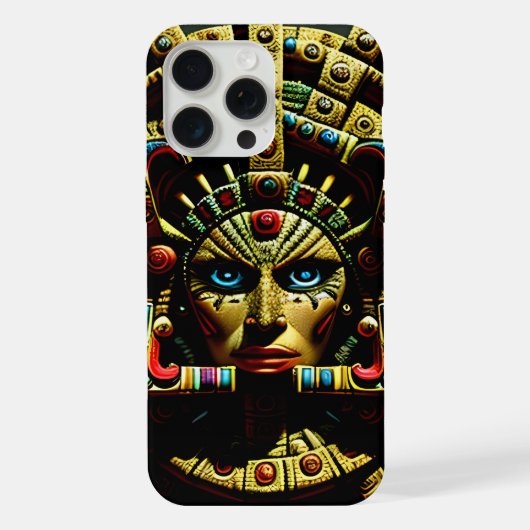 Aztekengesichtsmuster Vier iPhone Hülle (Rückseite)
