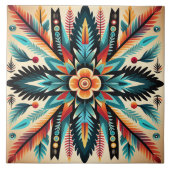 Aztekenmuster geometrisch abstrakt orange fliese (Vorderseite)