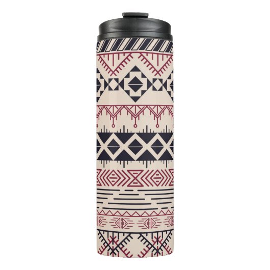 Aztekenmuster. Vintager Stammeshintergrund Thermosbecher (Vorderseite)