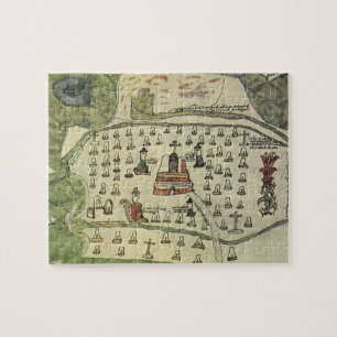 Aztekenreich Montezumas, Antike Weltkarte, 1577 Puzzle