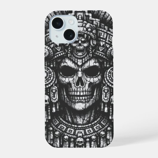 Aztekenschädel-Haarschmuck von BurnsInHell iPhone 15 Hülle (Rückseite)