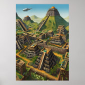 Aztekenstadt im Gebirge | AI Art Poster (Vorne)