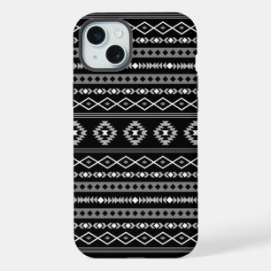 Aztekisch weiß grau schwarz gemusterte Motive iPhone 15 Plus Hülle