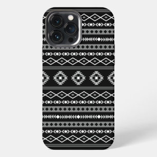 Aztekisch weiß grau schwarz gemusterte Motive iPhone 13 Pro Max Hülle