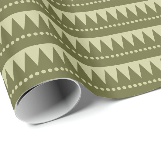 Aztekische Berge - Deep Olive on Light Khaki Geschenkpapier (Rolleneckpunkt)