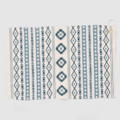 Aztekische Blues über Cream Mixed Motifs Muster Golfhandtuch (Horizontal)