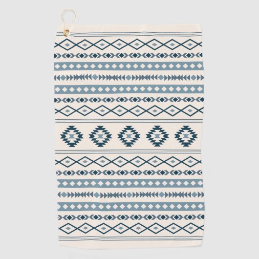 Aztekische Blues über Cream Mixed Motifs Muster Golfhandtuch (Vorderseite)