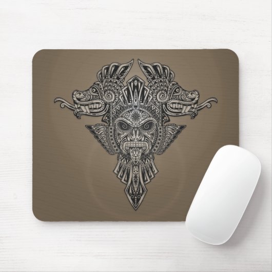 Aztekische Drache-Maske (grau) Mousepad (Mit Mouse)