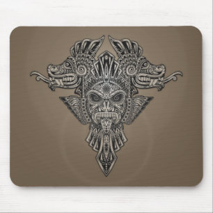 Aztekische Drache-Maske (grau) Mousepad