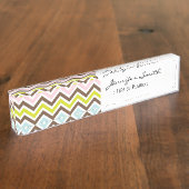 Aztekische Farben - Chic-Zickzack Zickzack-Muster Namensplakette (Seite)