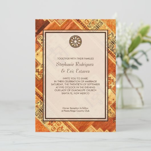 Aztekische Fiesta-Hochzeit Einladung (Stehend Vorderseite)