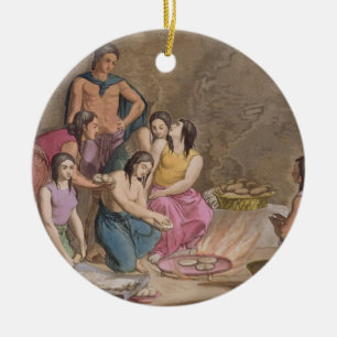 Aztekische Frauen, die Maisbrot, Mexiko, von 'Le C Keramikornament