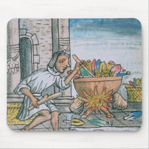 Aztekische Handwerker, die Federn färben Mousepad