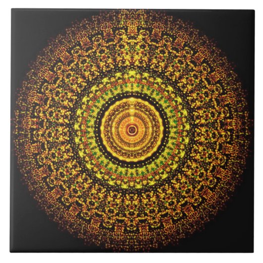 Aztekische Mandala-Marsfliese Fliese (Vorderseite)