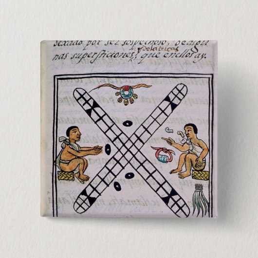 Aztekische Männer, die Patoli spielen Button (Vorderseite)