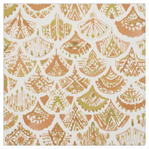 AZTEKISCHE MEERJUNGFRAU goldene Stammes- Skalen Stoff