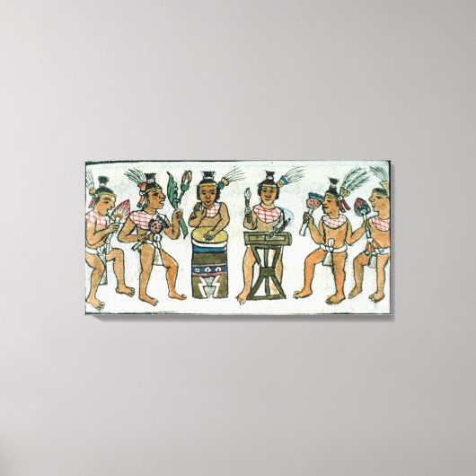 Aztekische Musiker aus einem Bericht von Aztec Leinwanddruck (Vorderseite)