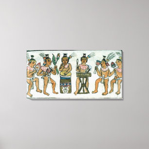 Aztekische Musiker aus einem Bericht von Aztec Leinwanddruck
