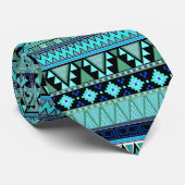Aztekische Muster blau/Minze/grüne Hals-Krawatte Krawatte (Gerollt)