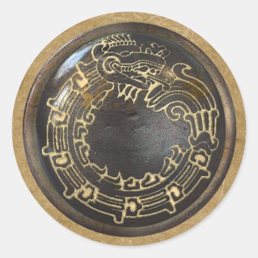 Aztekische Schlange Runder Aufkleber (Vorderseite)
