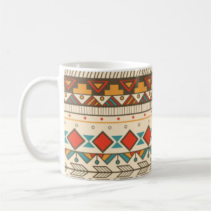 Aztekische Stammesmuster-Gestreifte Vintage-Illust Kaffeetasse